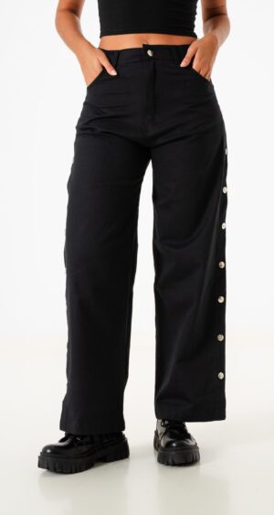 WID LEG BOTONES LATERALES GABARDINA