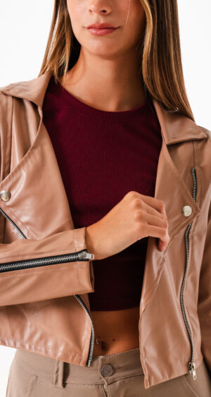 CAMPERA CIERRE CRUZADO ECOCUERO