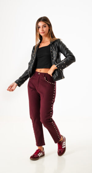 MOM FIT TACHAS GABARDINA