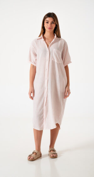VESTIDO CAMISERO LINO RAYADO