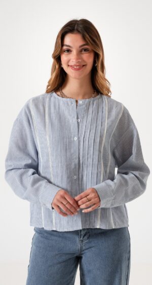 CAMISA RAYADA BORDADA - Q011