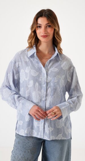 CAMISA HOJAS BORDADAS - Q012