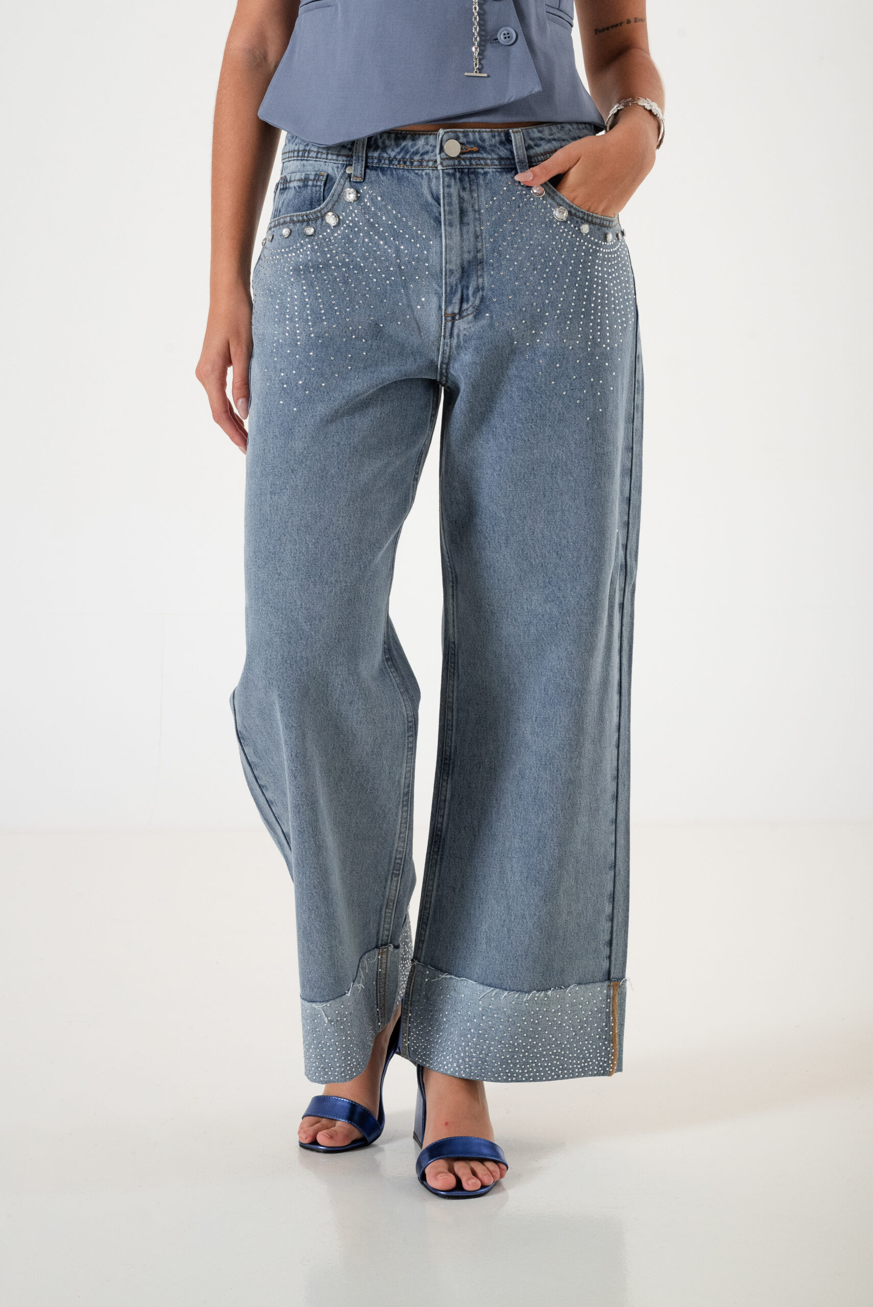 JEAN WID LEG BOTAMANGA STRASS - LYFJ820