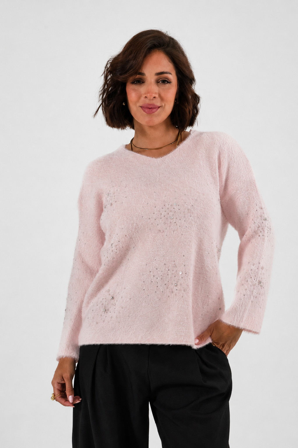 SACO CUELLO V CON STRASS - 010