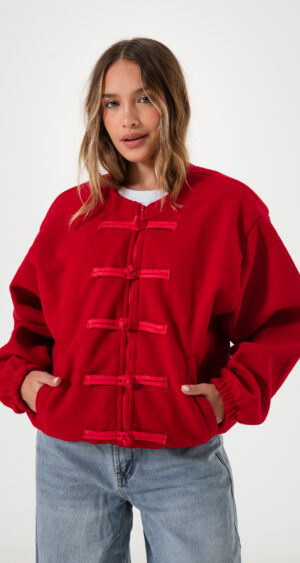 CAMPERA BOMBER CORDONES PAÑO
