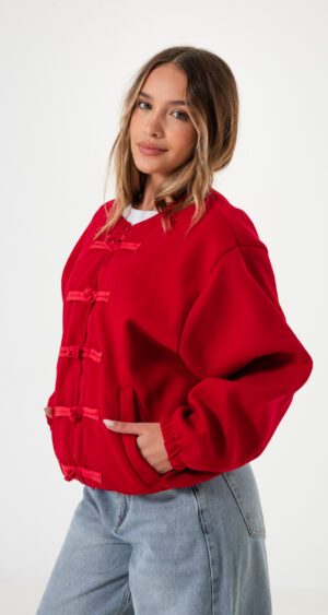 Alternative view of CAMPERA BOMBER CORDONES PAÑO