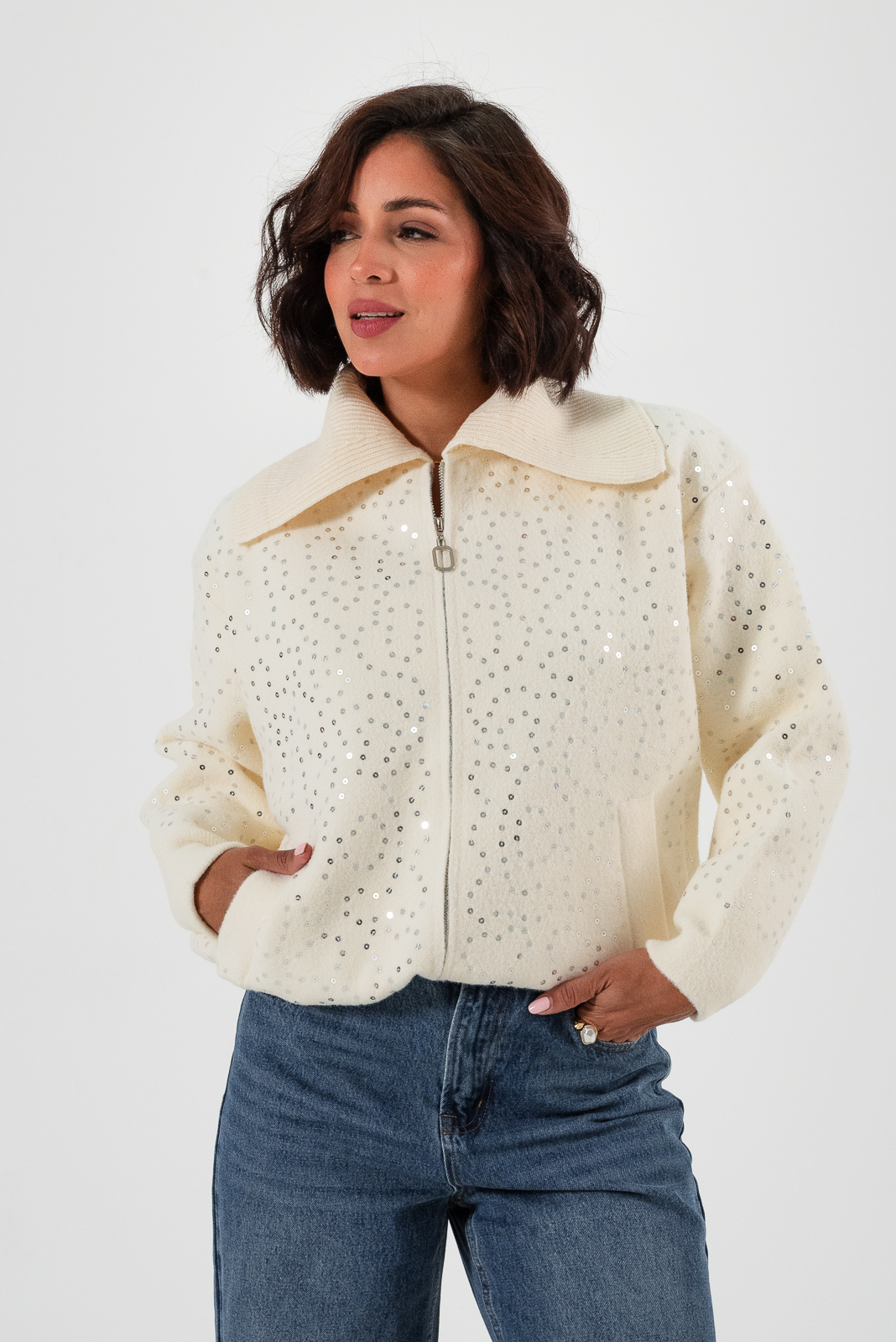 CAMPERA SUETER CON BRILLO - 179-1