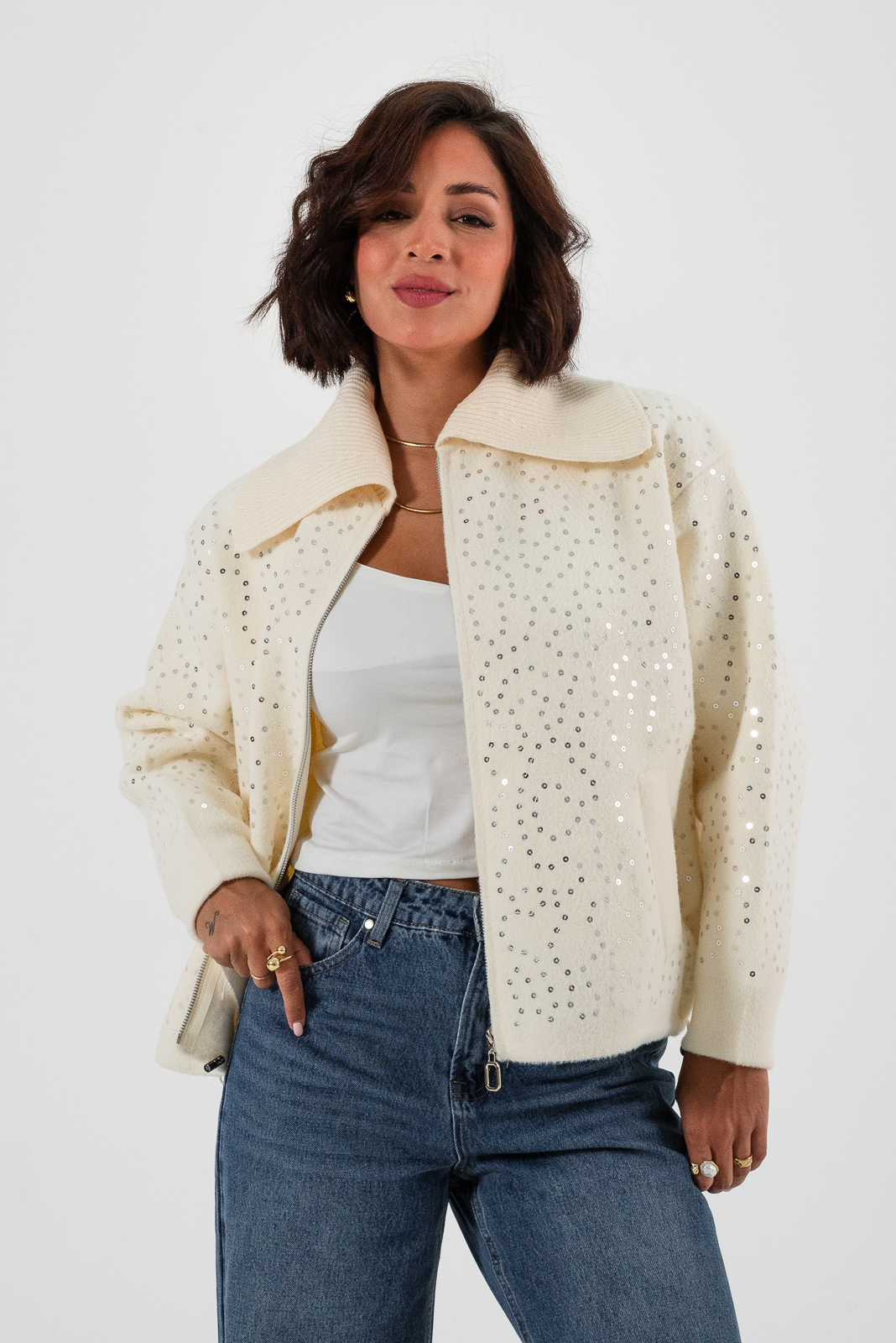 CAMPERA SUETER CON BRILLO - 179-1 - Imagen 8