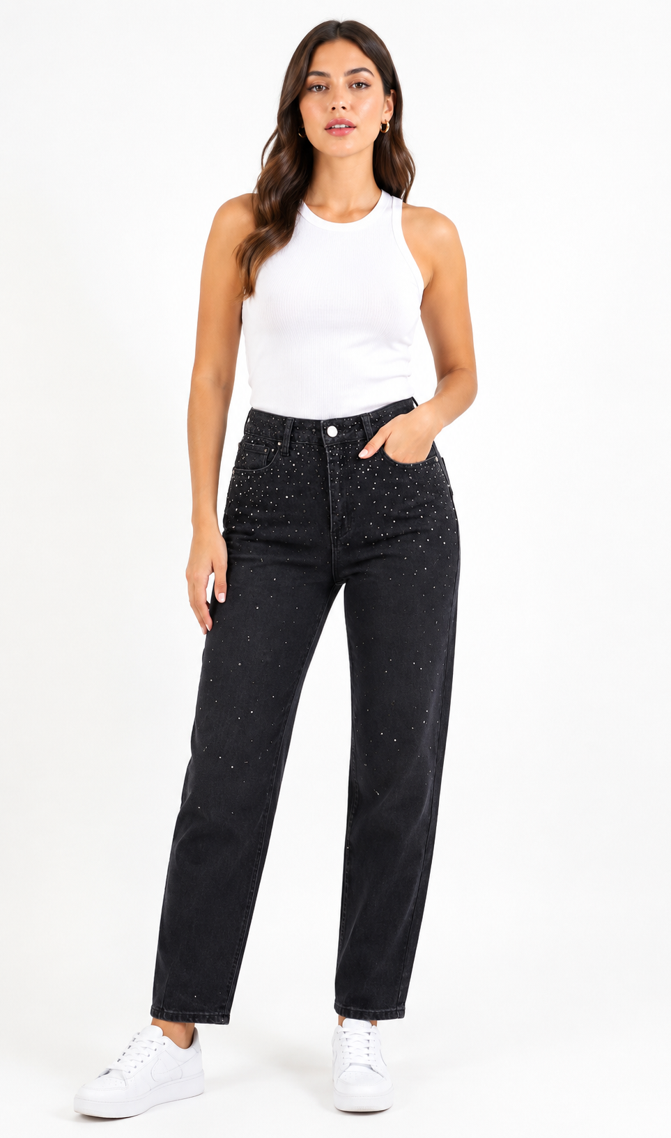 JEAN BLACK MOM STRASS - A25R10M