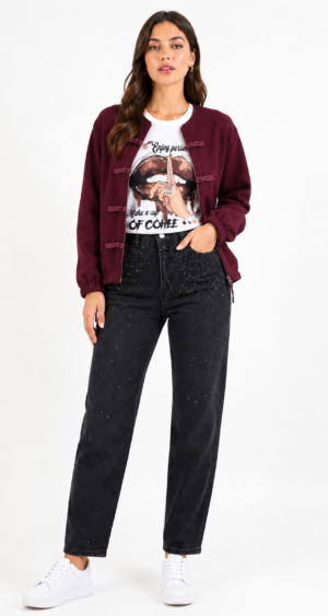 JEAN BLACK MOM STRASS - A25R10M