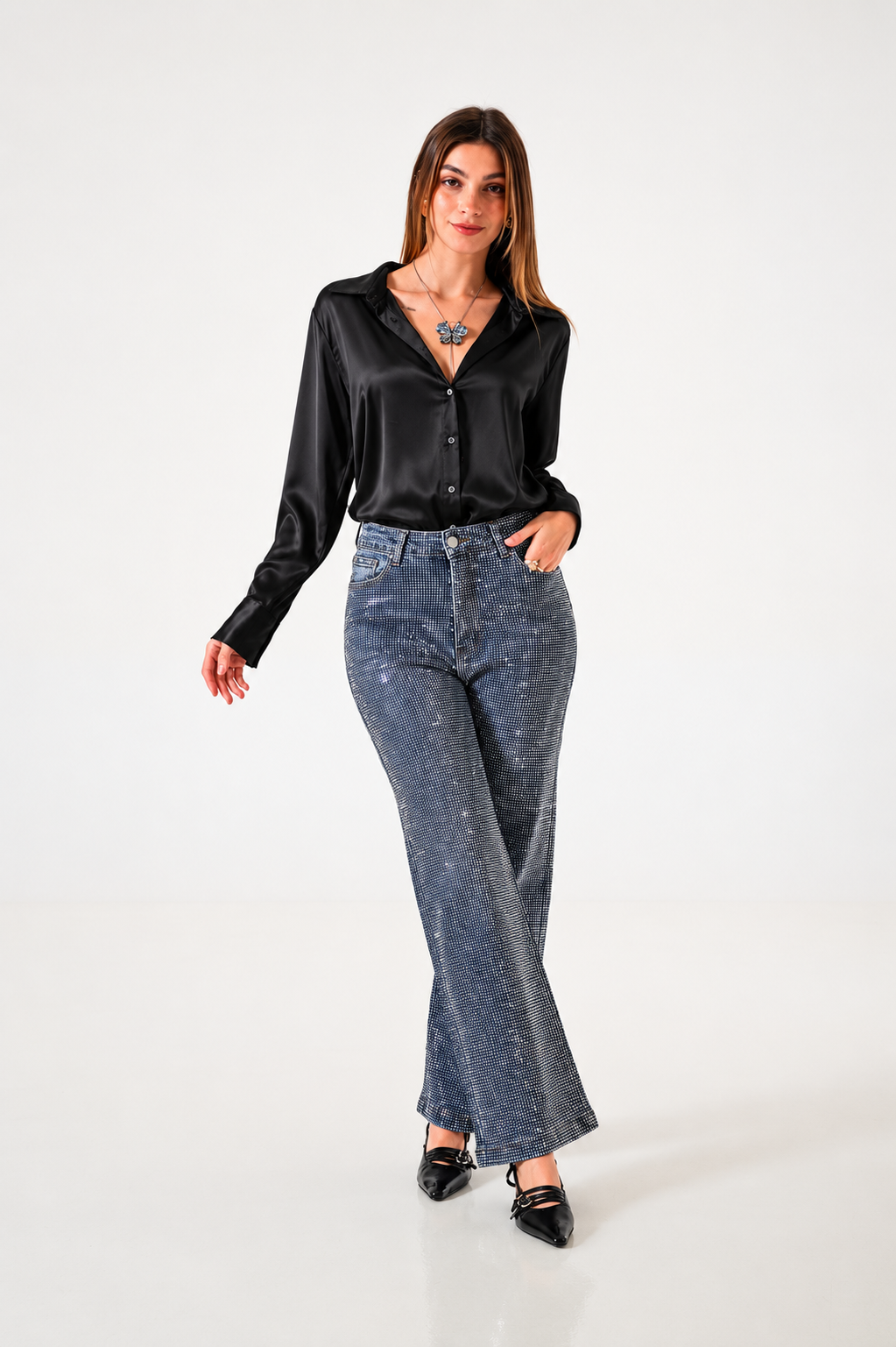 JEAN WID LEG STRASS - A25R08 - Imagen 6