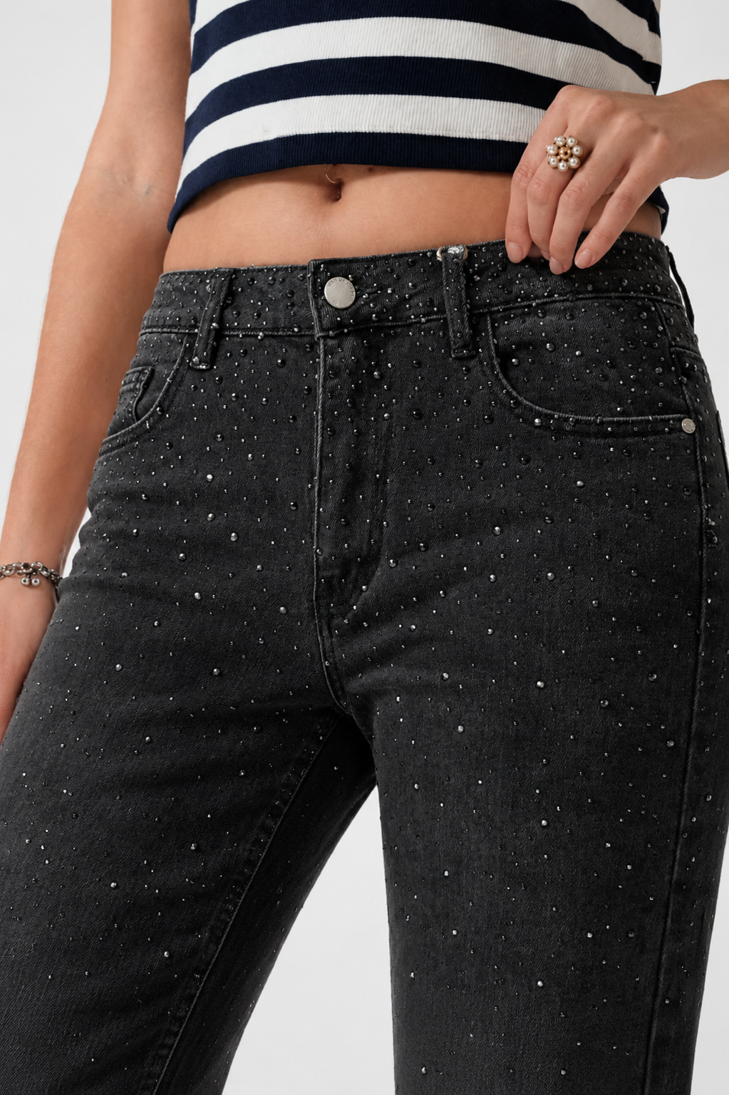 JEAN BLACK WID LEG STRASS - A25R10 - Imagen 2