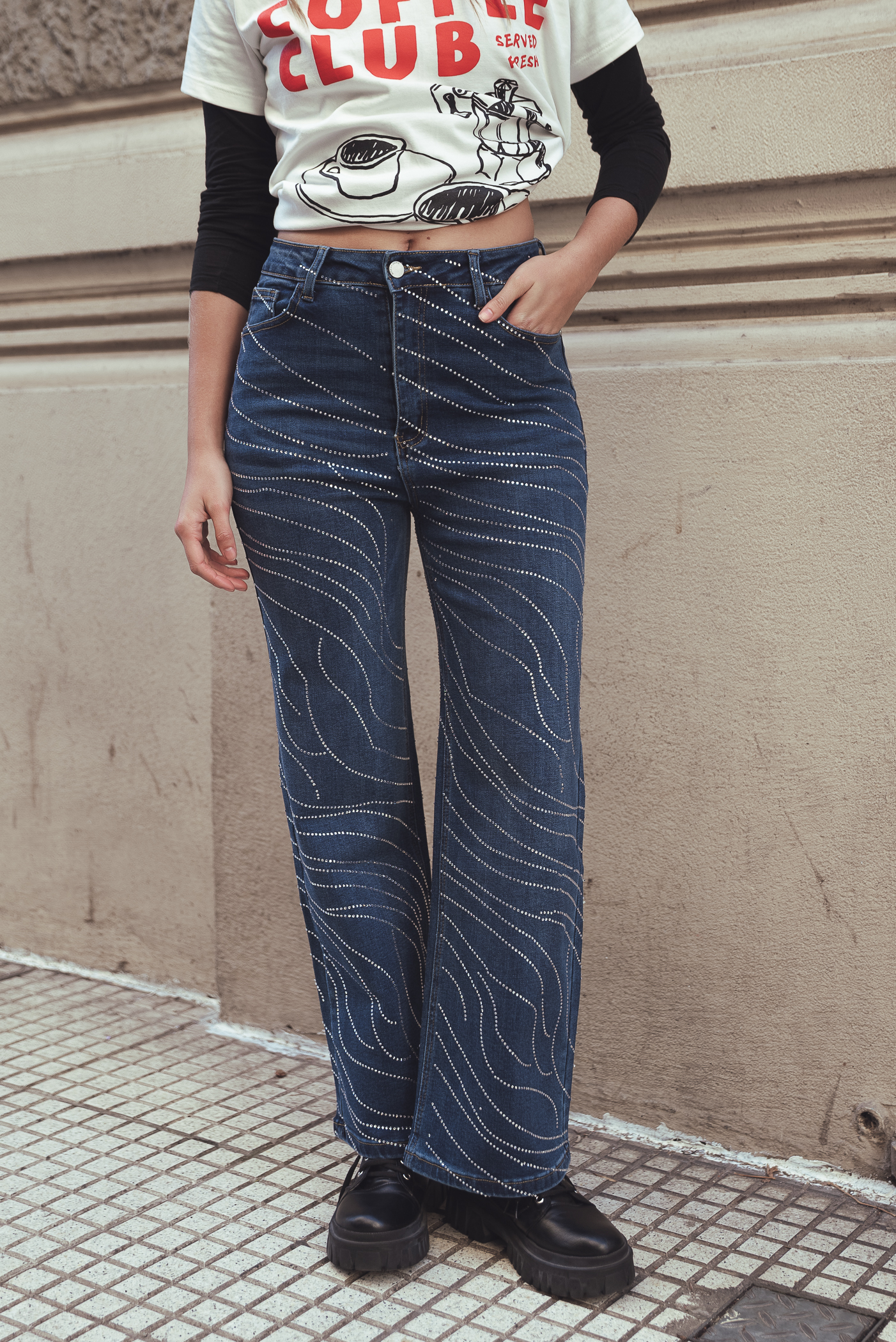 JEAN WID LEG STRASS - A25R20