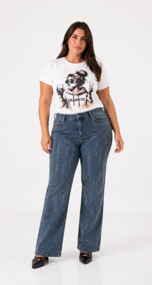 JEAN WID LEG STRASS - A25R08 PLUS SIZE