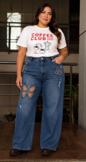JEAN WID LEG MARIPOSAS - A25R17 PLUS SIZE